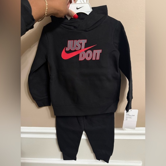 Nike Other - Nike Kids Black Tracksuit with Red Swoosh